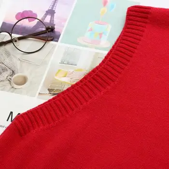 Plus size siuvinėjimas rankovių moterims, laisvi megztiniai liemenės 2021 nauja rudens žiemos atsitiktinis ponios raudona juoda puloveriai, megzti viršūnės