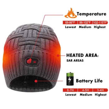 QILOVE 7.4 V šildymo skrybėlę išlaikyti šiltas žiemos lauko sporto šilumos terapija kepurės greitai šildymo galva šiltesnis su 3 lygių kontrolės