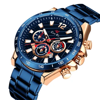 Carsikie 2021 Top Brand Prabangių Vyrų Mados aukso Laikrodžiai su Nerūdijančio Plieno Sporto Chronograph Kvarcas Laikrodis Vyras