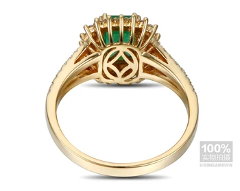 CaiMao 1.12 ct Gamtos Smaragdas 18KT/750 Geltonos Aukso 0.48 ct Visiškai Iškirpti Deimantų Vestuvinis Žiedas Papuošalai Akmuo