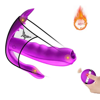 Erotinis nuotolinio valdymo vibratorius, šildymo, vibravimo kelnaitės G Spot Klitorio Stimuliatorius vibratoriai moterims Lyžis Liežuvio Suaugusiųjų sekso žaislai
