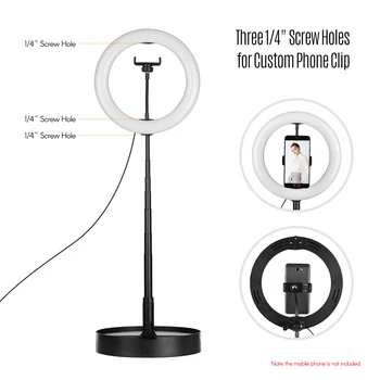 Nešiojamų 10 Colių LED Žiedo Užpildyti Selfie Šviesos su Mobiliojo Telefono Laikiklis Reguliuojamas Šviesos Stendas USB Powered Studija Lempos fotografija