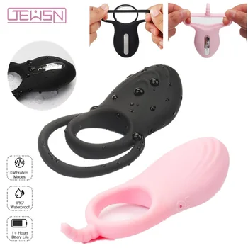JEUSN 10 Greičio Režimai Vibratorius Žiedas, skirtas Varpos Suaugusiųjų Sekso Žaislų Pora Erotiniai Žaislai Vyrams, Vandeniui USB Mokestis