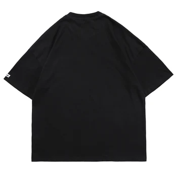 Hip-Hop T-Shirt Vyrai Streetwear, turintis Pasaulyje Spausdinimo Harajuku Tshirts 2021 M. Vasarą Laisvi Trumpas Rankovės Marškinėliai vatos Pagaliukai Tee Black