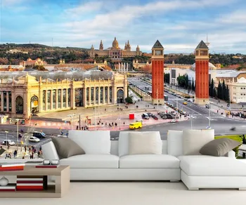 Papel de parede,Ispanija Namai Keliai Barselonos Gatvės, Miestai tapetai,gyvenamasis kambarys su sofa-lova, TV sienos miegamajame 3d freskomis tapetai