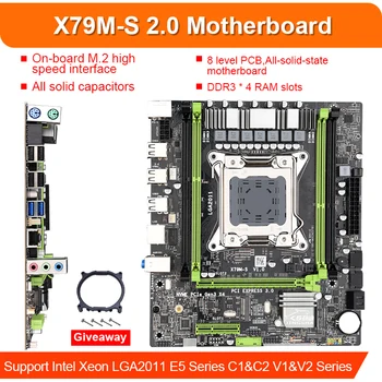 X79 X79M-S pagrindinė plokštė LGA2011 E5 2640 CPU 4pcs x 8GB = 32GB DDR3 1 600mhz 12800 ECC REG Atminties Nustatyti, M-ATX combo M. 2 SSD