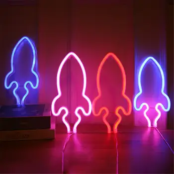 Neoninės Šviesos Kūrybos Raketų ir Planetos Formos USB Led Neonas Pasirašyti Skirtą Kambarį Namuose Šalis Vestuvių Dekoravimo Kalėdų Dovana Naktį Lempa