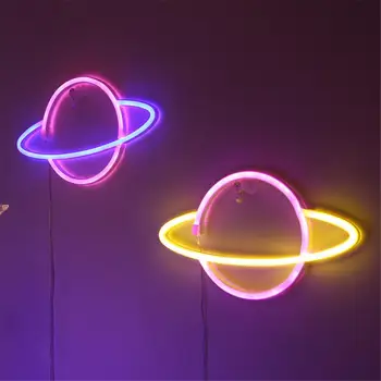 Neoninės Šviesos Kūrybos Raketų ir Planetos Formos USB Led Neonas Pasirašyti Skirtą Kambarį Namuose Šalis Vestuvių Dekoravimo Kalėdų Dovana Naktį Lempa