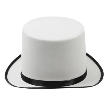 Baltas magas atliko aukštą Skrybėlę Magas Oficialus Aukščio Top Hat, White Šalies Džiazo Bžūp Cosplay Kostiumai Helovinas
