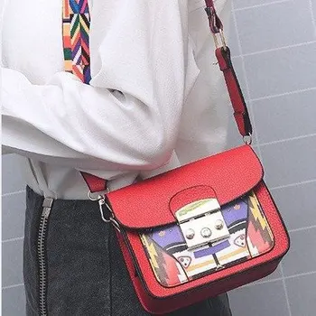 2020 Naujų korėjos stiliaus spausdintos juostelės moterų pečių maišą mados lock buckle 