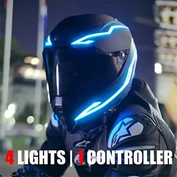 1 Vnt Motociklo LED Naktį Jojimo Žibintai Dviračių Šalmas EL Šalto Šviesos Mirksi Juostele Šviesos Signalas Lipdukas Universali Vandeniui
