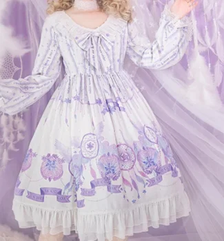 Kawaii girl gothic lolita op loli cos Saldus princesė lolita dress senovinių nėrinių bowknot aukšto juosmens mielas spausdinimo viktorijos suknelė