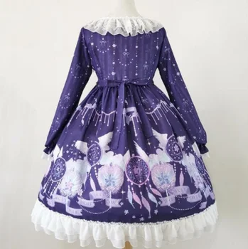 Kawaii girl gothic lolita op loli cos Saldus princesė lolita dress senovinių nėrinių bowknot aukšto juosmens mielas spausdinimo viktorijos suknelė