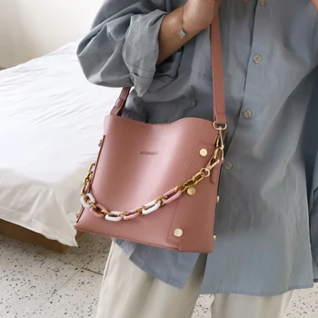 Elegantiška Moteriška Grandinės Nešti Kibirą, maišą 2020 Nauji Aukštos kokybės PU Oda Moterų Dizaineris Rankinės Kelionės Petį Krepšys