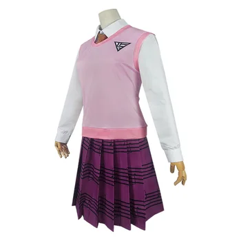 Danganronpa V3-Disfraz COSPLAY de Akamatsu kaede, uniforme de mujer, camiseta de Anime, chaleco, falda, calcetines, pelucas,