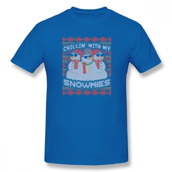 Juokinga Chillin Su Mano Snowmies Kalėdų Pajama Chillin Vyrų Pagrindinio Trumpas Rankovės Daug spalvų atsitiktinis marškinėliai Europos Dydį