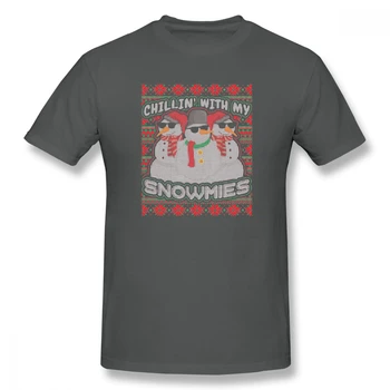 Juokinga Chillin Su Mano Snowmies Kalėdų Pajama Chillin Vyrų Pagrindinio Trumpas Rankovės Daug spalvų atsitiktinis marškinėliai Europos Dydį