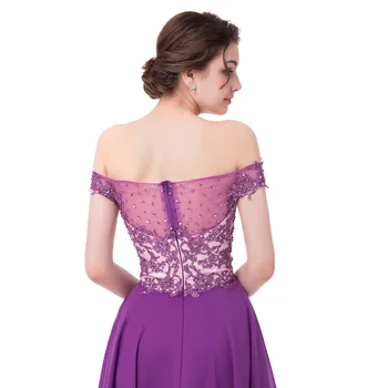 FADISTEE Naują atvykimo prom šalis suknelės stilius satino suknelė-line nėrinių duobute elegantiška violetinė šifono seksualus ransparentback suknelė