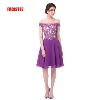 FADISTEE Naują atvykimo prom šalis suknelės stilius satino suknelė-line nėrinių duobute elegantiška violetinė šifono seksualus ransparentback suknelė