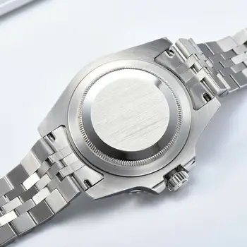 40mm PARNIS Sterilaus black dial Jubiliejus Bracele Sapphire kristalas datos yra GMT automatiškai mens watch Mechaniniai laikrodžiai