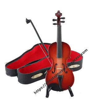 Asmeninį Mini Smuikas su Paramos Miniatiūriniai Medinių Muzikos instrumentų Kolekcija Dekoratyviniai Papuošalai Modelį Pritaikyti Dovanos