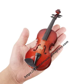 Asmeninį Mini Smuikas su Paramos Miniatiūriniai Medinių Muzikos instrumentų Kolekcija Dekoratyviniai Papuošalai Modelį Pritaikyti Dovanos