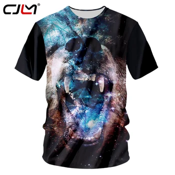 CJLM Galaxy Kosmoso Marškinėlius Karšto Pardavimo Vyrai 3d Spausdinimo Liūto Riaumojimas T Atsitiktinis Marškinėliai trumpomis Rankovėmis Hip-Hop Streetwear O-kaklo Tees Unisex