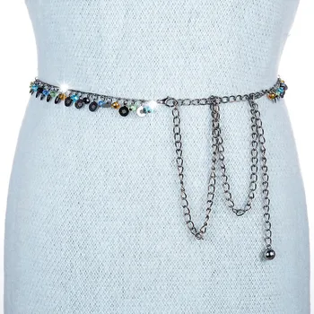 RYFIX Ponios metalo juosmens grandinės, mados perlų pakabukas, pilvo šokių aksesuarai, juosmens diržas ir suknelė, sijonas, diržas BL1821