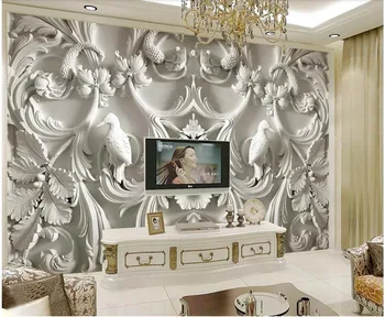 Pasirinktinius nuotraukų 3d tapetai Klasikinis baltas paprastas, Europos paramos namų puošybai 3d sienų freskomis tapetai už kambarį