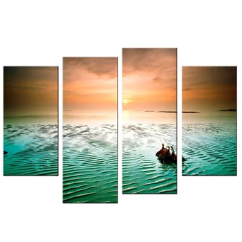 4 Paneles/Set Sienos paveiksl Dovana, Namų Apdailos Drobė Spausdinti tapybos gražus jūros Saulėlydžio