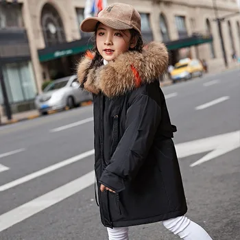 Rusijos Žiemos Mergaitės Žemyn Kailis Vidutinio Ilgio Korėjos Stiliaus 2020 Naujas Sutirštės Vaikų Prekės Kailis Didelis Vaikų Žemyn Striukė Snowsuit