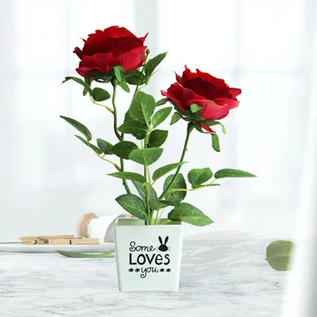 2heads Rožės Dirbtinės Gėlės Bonsai Šilko Gėlės, Dekoratyviniai Namų Stalo Maža Rose Vazoninių Netikrą Gėlės Plastiko Vazoniniams Augalams