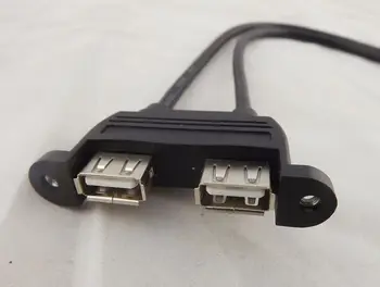 10vnt 25cm Dvigubas USB 2.0 Female Lizdas Panel Mount 2 USB A Male Kabelis-prailgintojas