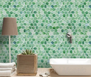 Šalies stiliaus šviežia žalia stiklo mozaikos plytelių virtuvės backsplash vonios apdaila sienos stiker