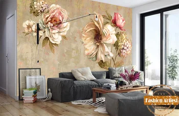 Custom gėlių meilė vertus aliejaus tapybai tapetai, freskos Europa royal romantiška rožė, tv, sofa, miegamojo kambarį, kavinė restoranas, baras