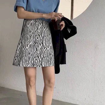 Zebra modelio retro aukšto juosmens lady-line sijonas stabdžių gedimo, KOL tos dalies naujų 2021 trumpas sijonas sijonas pavasario vasaros