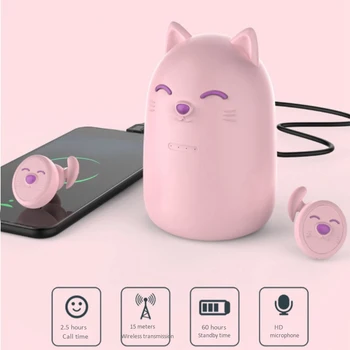 2020 Produkto Belaidės Ausinės Bluetooth5.0 Rankų Mielas Kačiukas Išvaizda 50MAh Baterija Mergina, Moteris