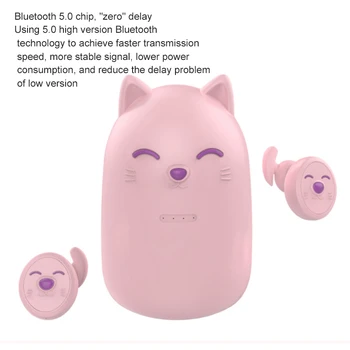 2020 Produkto Belaidės Ausinės Bluetooth5.0 Rankų Mielas Kačiukas Išvaizda 50MAh Baterija Mergina, Moteris