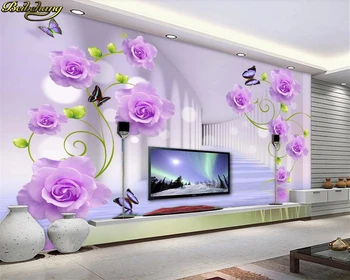 Beibehang 3d tapetai Užsakymą sienos popieriaus freskos gėlių 3D stereo plėtros erdvę TV fono sienos papel de parede