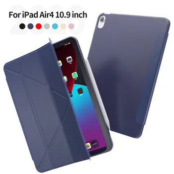 Magnetinio Tablet Case for IPad 4 Oro 10.9 2020 Smart PU Oda Atveju su Ultra-plonas Minkštas Juoda + Pieštukas IPad 4 Oro Atveju