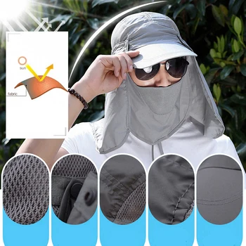 Vasaros Apsauga nuo Saulės, Skrybėlę Bžūp UV Apsauga Kaklo, Veido Atvartu Skrybėlę Unisex Atsitiktinis Saulės Bžūp Lauko Sporto Žvejybos Kepurės