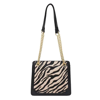 Retro peties moterų rankinės laisvalaikio grandinės pečių maišą zebra aukštos kokybės crossbody maišelis mažas kvadratas krepšys