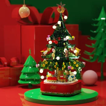 Kalėdų Serijos Blokai Modelis Kūrėjo Muzika Medžio Sukasi su Skaičiais, Šviesos, Garsai, Žaislai Vaikams Kalėdos E2S