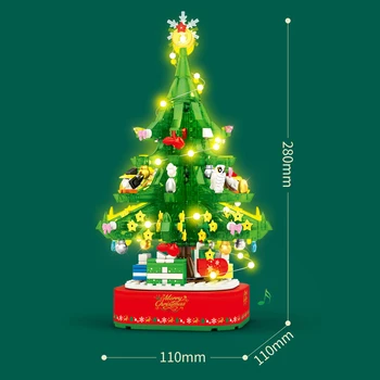 Kalėdų Serijos Blokai Modelis Kūrėjo Muzika Medžio Sukasi su Skaičiais, Šviesos, Garsai, Žaislai Vaikams Kalėdos E2S