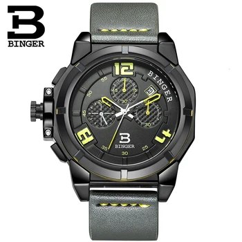 Šveicarija Prabangos Prekės Vyrų Laikrodžiai BINGER Žiūrėti Vyrų Multi Chronograph Vyrų Laikrodžiai Kvarco Šviesos Ranka Sporto laikrodis B8232