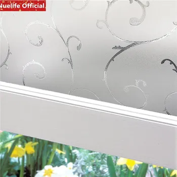 Baltos spalvos medžio vynuogių lapų modelio glueless statinės stiklo plėvelė, miegamojo, vonios, saulės anti-privatumo vonios kambarys PVC langų plėvelė