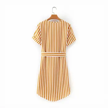 Ilgomis Rankovėmis Marškinėliai Suknelė 2020 Metų Vasaros Boho Paplūdimio Suknelės Moterims Atsitiktinis Dryžuotas Print-line V Kaklo Mini Šalis Suknelė Vestidos