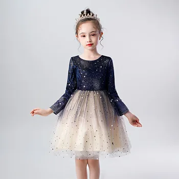 3-12Y Merginos Princesė Suknelė 2020 M. Pavasarį, Rudenį Prekės Žvaigždėtą Dalyje ilgomis Rankovėmis Suknelė Mergina Kostiumas Vaikų Saldus Mielas Suknelė