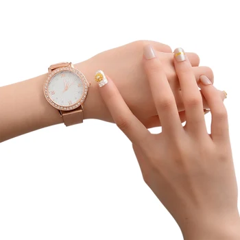 Prabangus Akių Diržas Relogio Feminino Laikrodžiai Elegantiškas Ponios Rose Aukso Lydinio Diržo Kvarciniai Laikrodžiai Diamond Apyrankės