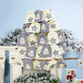 Kalėdų Atgalinės Atskaitos Kalendorius Apdailos Kabinti Stovas Su Audiniu Saugojimo Krepšys Kalėdų Švenčių Šalis Dekoro Prekes
